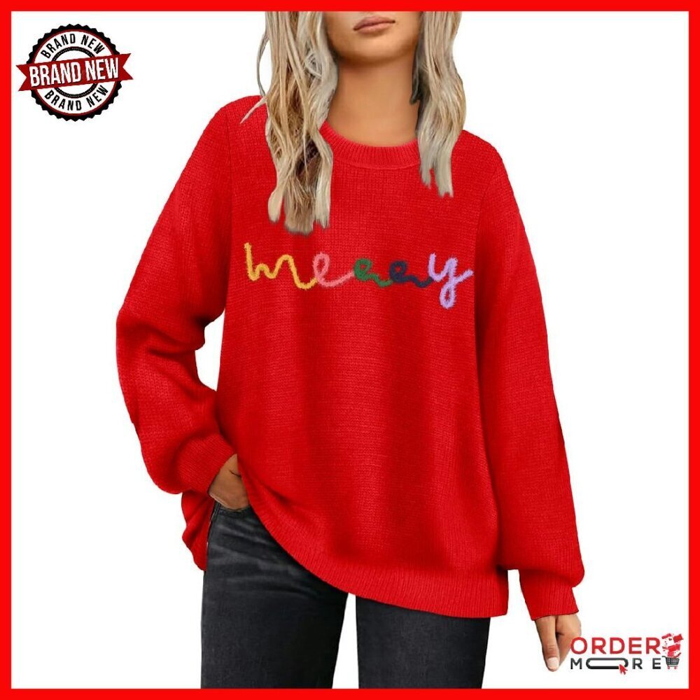 Oversized Pullover Sweater Plus Size Warm Stretchy Fabric Side Split